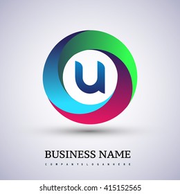 U letter colorful logo in the circle. Vector design template elements for your application or company identity.