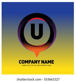 U letter colorful logo in the circle. Vector design template elements for your application or company identity.