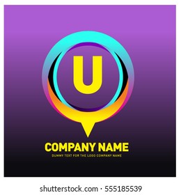 U letter colorful logo in the circle. Vector design template elements for your application or company identity.
