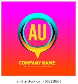 A and U letter colorful logo in the circle. Vector design template elements for your application or company identity.
