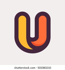 U letter colorful logo. Flat style design. Creative typographic elements for posters, t-shirts and cards.