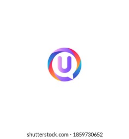 u letter colorful on circle chat icon logo.u chat logo minimalist template using modern and gradient style.u letter ellipse chat logo.