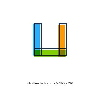 U Letter Colorful Overlay Shape Vector Logo Design Element