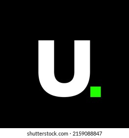U Letter Company Name Initial Icon. U With Green Pixel.