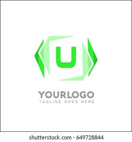 U letter creative brand. Abstract trendy green logo design element . Vector illustration for business company visual identity