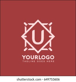 U letter creative corporate vector design. Simple and clean flat illustration template for your business
