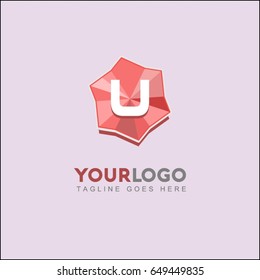 U Letter Creative Floral Logo, Rose Flower Red, beauty and fashion logo