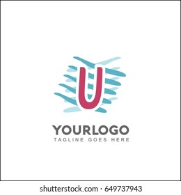 U Letter Creative line symbol. Design arrow and tower element. Abstract universal premium identity. 