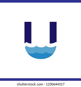 U Letter and creative wave logo vector template