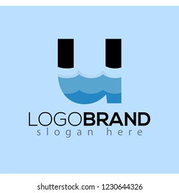 U Letter and creative wave logo vector template