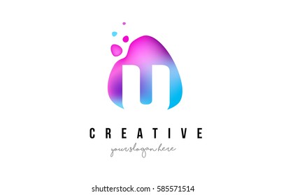 U Letter Dots Logo Design with Oval Purple Shape Vector Illustration.