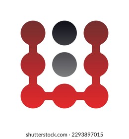 U letter dots technology logo