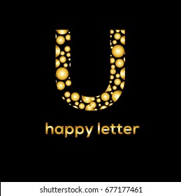 U letter dots vector logo. Luxury  golden brand identity