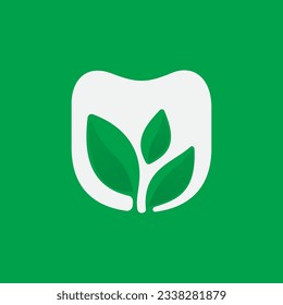 U letter eco logo with green leaves. Negative space agriculture icon. Lush foliage emblem. Vector template for seeds growing company, summer posters, waste recycling identity, nature friendly labels.