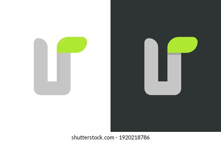 U Brief Ökologie Logo. Vektorgrafik für Bio-Plakate, Spa-Emblem, Vegan, Kräuterkarten, botanische Karten usw.