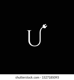 U letter electric icon logo vector