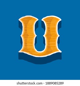 U letter embroidered logo in classic collegiate or sports style. Retro font perfect to use in any university team labels, champ posters, tackle identity, etc.