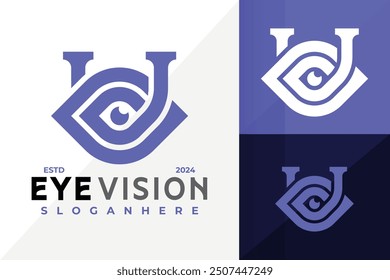 U Letter Eye Logo Design Abstract Elegant Vector Template
