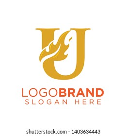 U Letter with Flame Fire logo vector