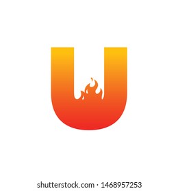 U Letter Flame Logo Design Template Inspiration