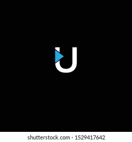 U Letter forward play logo icon vector free