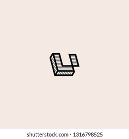 U letter geometric line logo digital technology vector icon