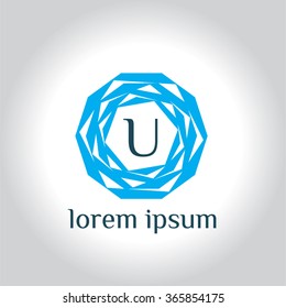 U letter geometric vector logo template (sign, symbol, emblem, ornament)