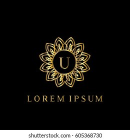 U letter golden luxury logo. Stylish monogram