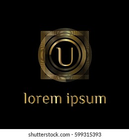 U letter golden vector logo design template