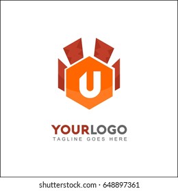 U letter hexagon logo. Abstract vector in modern style