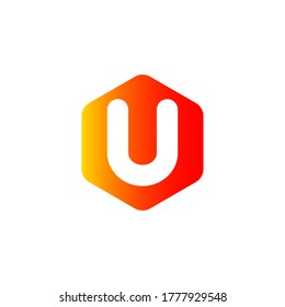 U Letter Hexagon Logo Design.U Letter Logo.Hexagon Gradient Logo