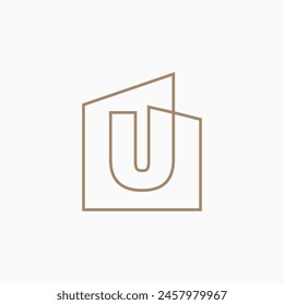 u Letter House Monogram Home mortgage architect architecture logo vector icon illustration