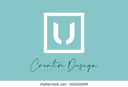 U Letter Icon Design With Creative Modern Look and Teal Background.  Vector Illustration.