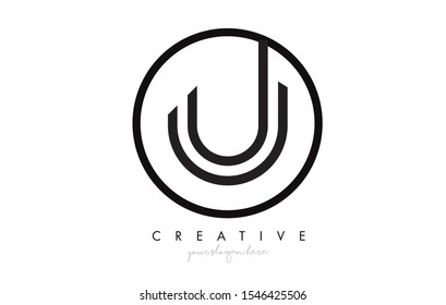 U Letter Icon Logo Design With Monogram Creative Look. Letter Circle Line Design Vector Illustration.