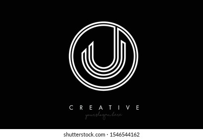U Letter Icon Logo Design With Monogram Creative Look. Letter Circle Line Design Vector Illustration.
