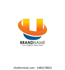 U letter initial logo design template