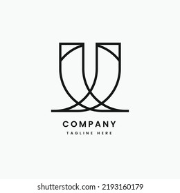 	
u letra o u línea minimalista moderna inicial con plantilla de diseño de logotipo