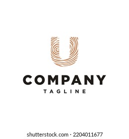 U Letter initial Wood Capenter industry logo inspiration. 
wood log, timber plank wood, woodwork handyman, 
wood house builder. simple minimalist icon Vector illustration.