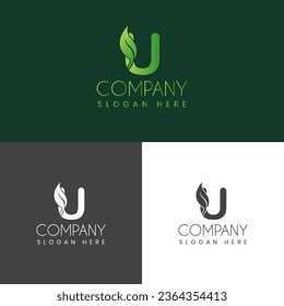 letra u con diseño de logo creativo hoja de imagen vectorial
