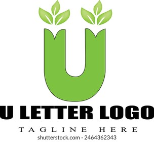 U LETTER LEAF DESIGN LOGO