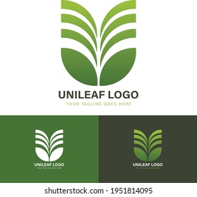 U letter leaf logo vector template for nature, health, environment, plant, eco app icon or symbol