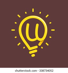 U letter with light bulb or idea icon. Vector design template elements for your application or corporate identity.