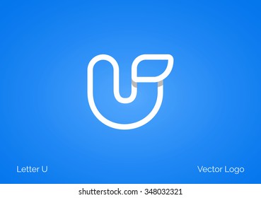 U Letter Linear Flat Minimal Alphabet typo logo icon