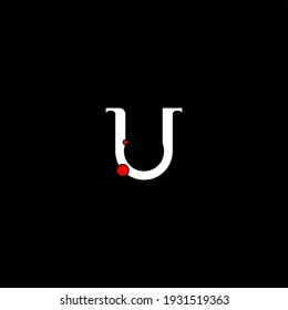 U letter logo abstract design on black color background. u alphabet