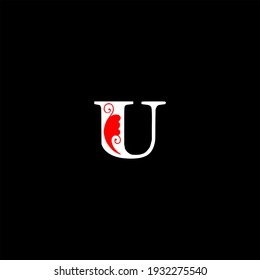 U letter logo abstract design on black color background. u alphabet