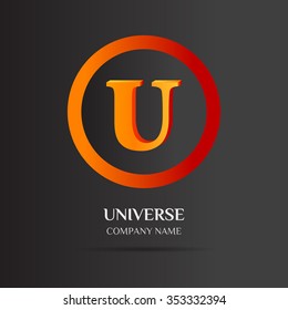 U Letter logo Abstract design for Corporate Business Identity on black background with simple text