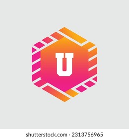 U Letra Logo diseño geométrico abstracto plantilla vector logotipo Icono de Logotipo Tecnologías digitales estilo.