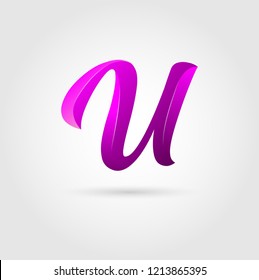 U letter logo. Abstract Glossy Colorful logotype vector design template.