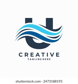 U Letter logo with airflow shapes combination concept