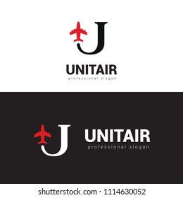 U Letter Logo Airplane 
